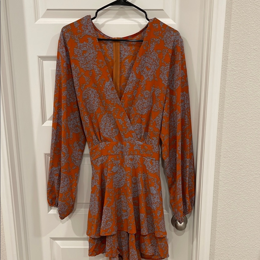 Vibrant Orange Floral Romper